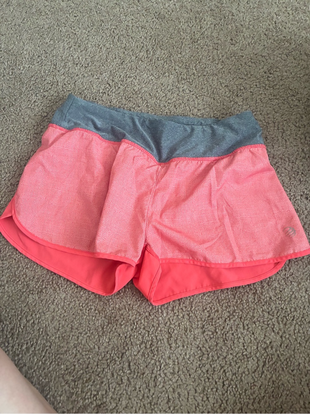 MPG Coral Layered Athletic Shorts with Gray Waistband